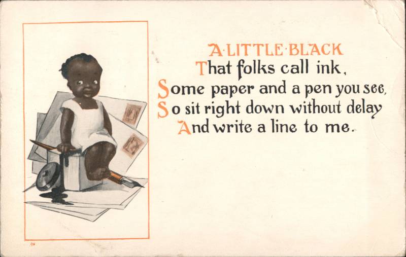 Black Americana Child on Inkwell A Little Black Poem