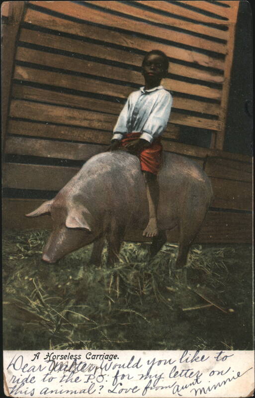 Black Americana Boy Riding a Pig, A Horseless Carriage