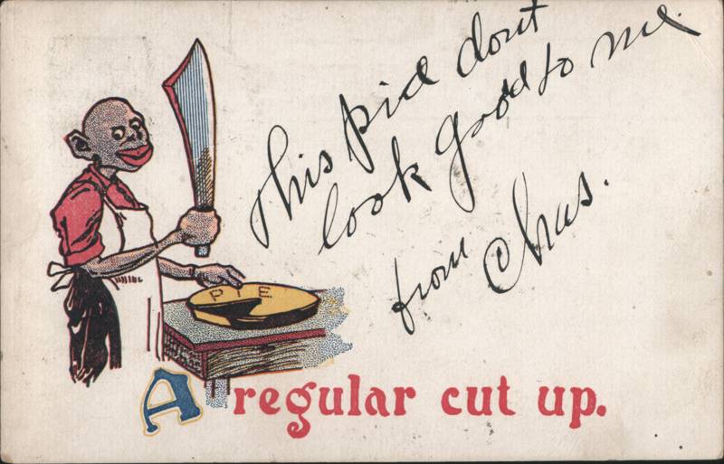 A Regular Cut Up, Black Man Cutting Pie with Large Knife