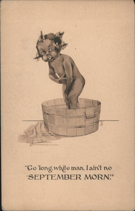 Black Americana September Morn Parody Child in Tub