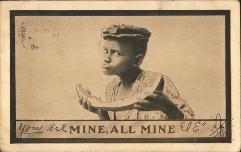 African American Boy Eating Watermelon Mine All Mine