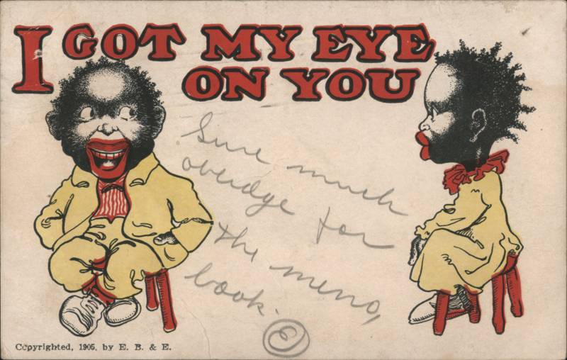 I Got My Eye on You Caricature Children on Stools