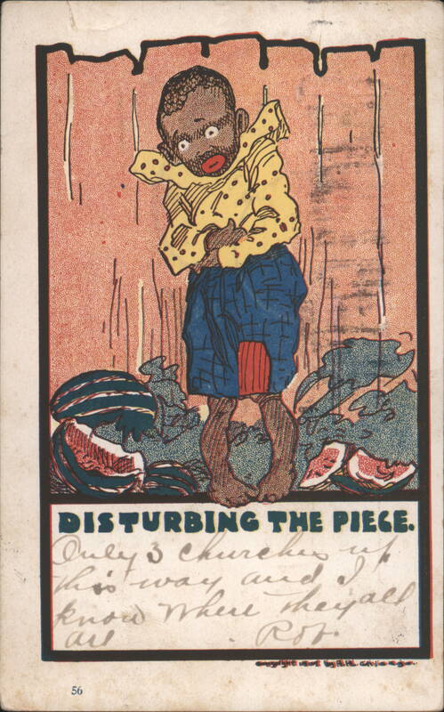 Disturbing the Piece Boy with Watermelon Caricature