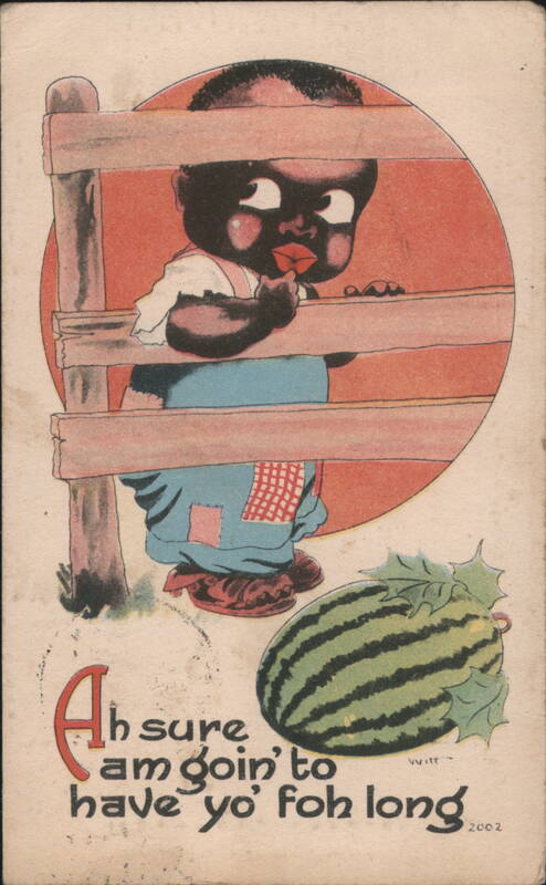 Black Child Behind Fence Looking at Watermelon Witt 2002