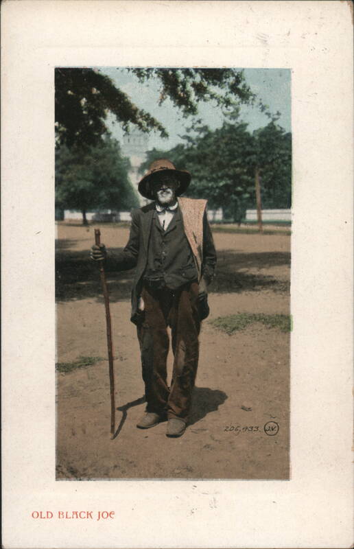 Old Black Joe Elderly Black Man with Walking Stick