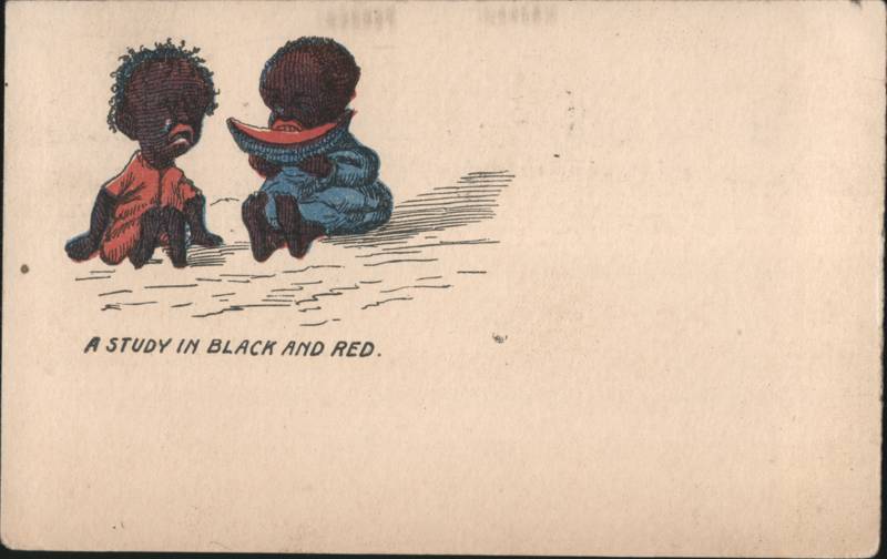 Two Children with Watermelon, A Study in Black and Red