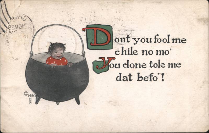 Howdy Kid Series Black Child in Kettle Cauldron Black Americana