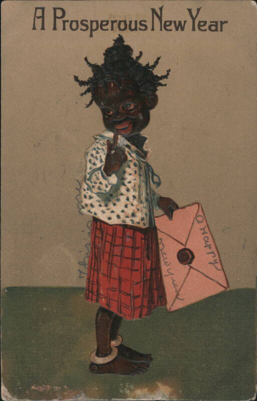A Prosperous New Year Black Child with Giant Letter