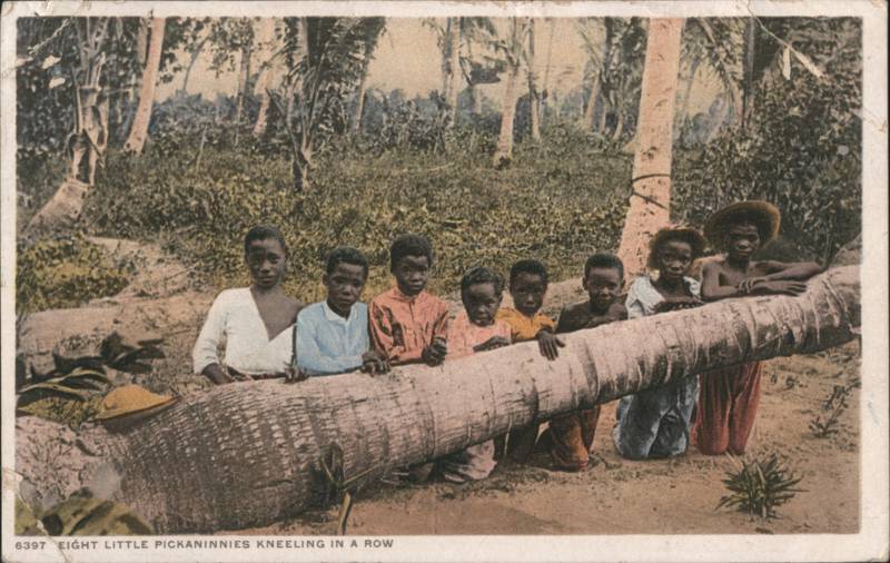 Eight Little Pickaninnies Kneeling in a Row Black Americana