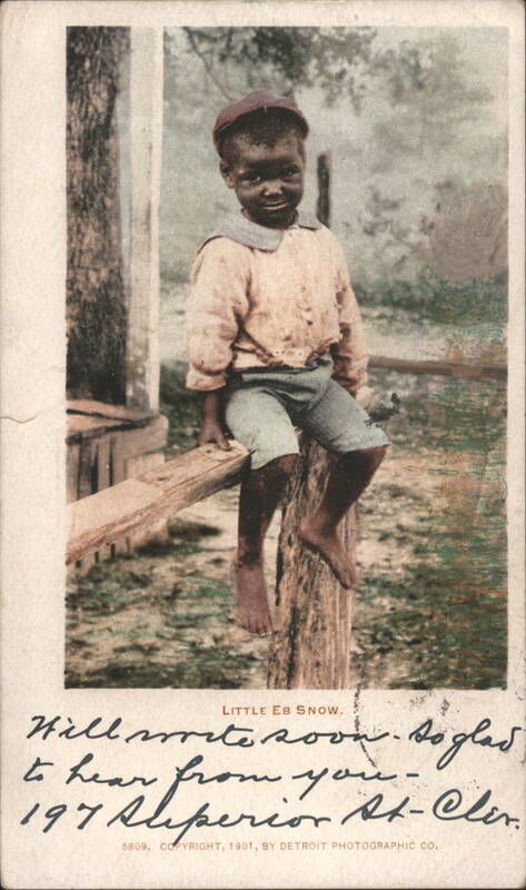 Little Eb Snow Barefoot Black Boy Sitting on Fence Rail