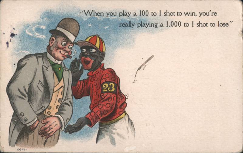 Caricature Black Jockey and Bettor Horse Racing Advice