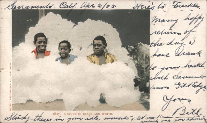 Three Black Boys in Cotton Pile Study in Black and White