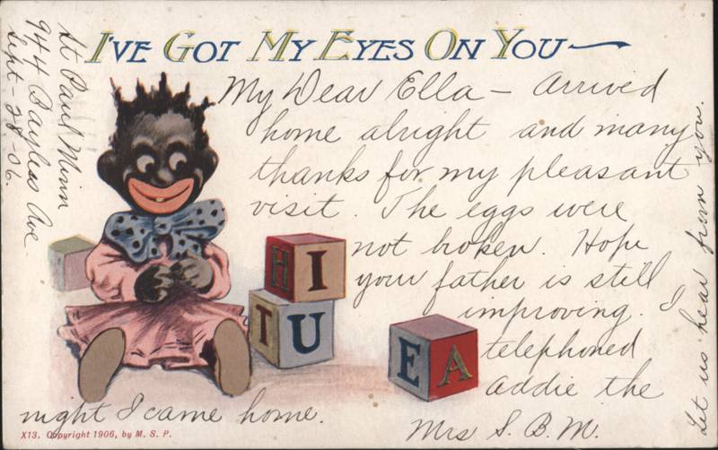 Caricature Black Child with Blocks I've Got My Eyes On You