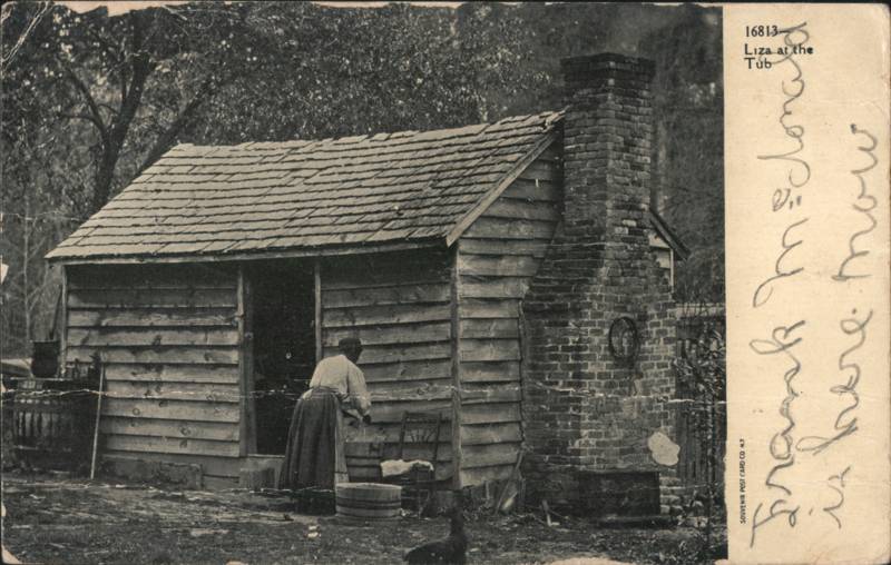 Liza at the Tub, Woman Washing by Wooden Cabin 16813