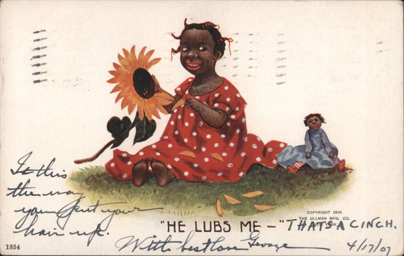 Girl with Sunflower 'He Lubs Me - That's A Cinch' Ullman