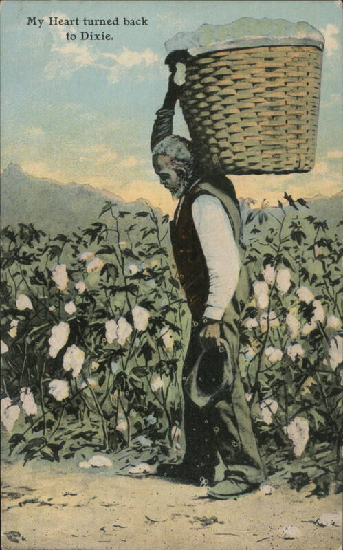 My Heart Turned Back to Dixie, Man Carrying Cotton Basket