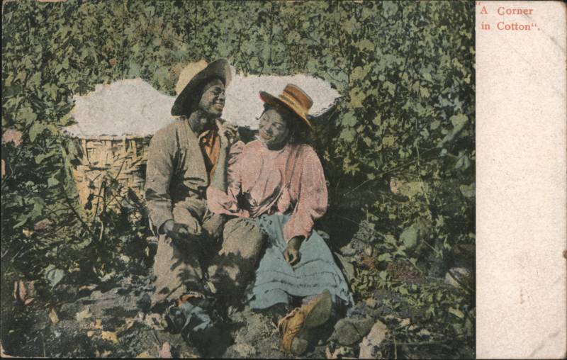 A Corner in Cotton, Couple Resting by Cotton Basket