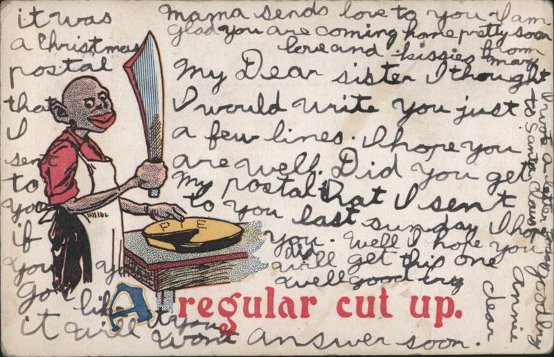 Caricature Man with Knife Slicing Pie A Regular Cut Up