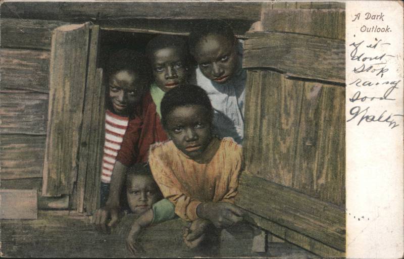 A Dark Outlook Children Peeking from Wooden Window