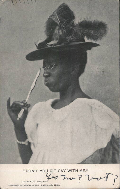 Woman in Feather Hat 'Don't You Git Gay With Me' 1905
