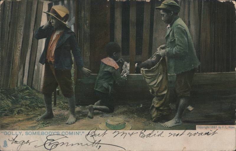 Boys Raiding Chicken Coop 'Golly, Somebody's Comin''