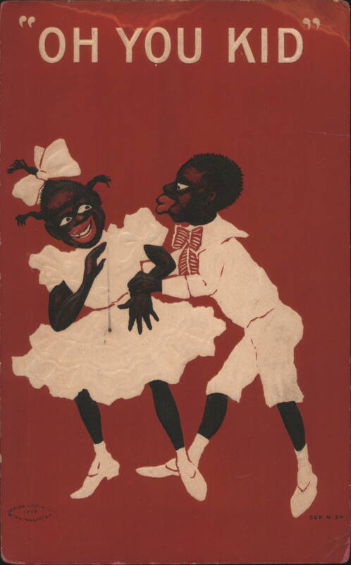 Oh You Kid Black Boy and Girl Courting Illustration