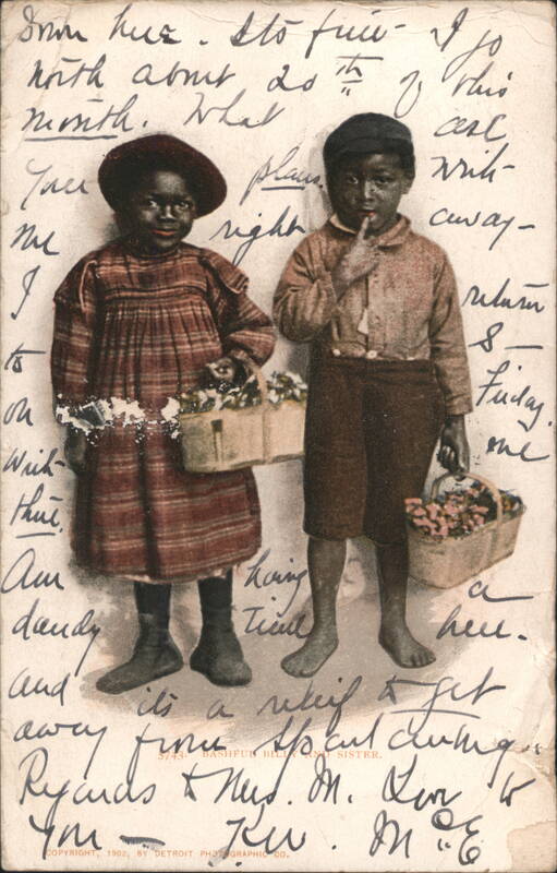 Bashful Billy and Sister Holding Flower Baskets 1902
