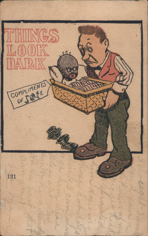 Things Look Dark Comic Man Holding Basket with Baby