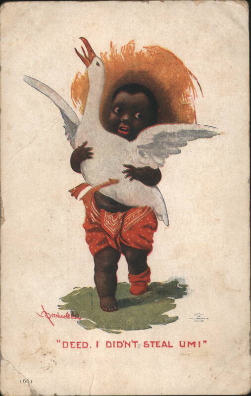 Bernhardt Wall Child Carrying Goose 'Deed I Didn't Steal Um'