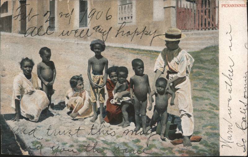 Group of Black Children and Youths Outdoors Pickaninnies