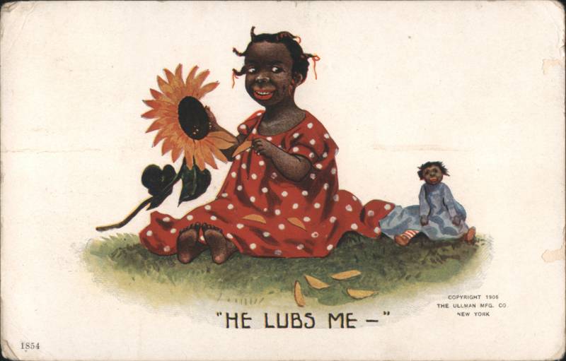 Black Girl Plucking Sunflower He Lubs Me Ullman 1906
