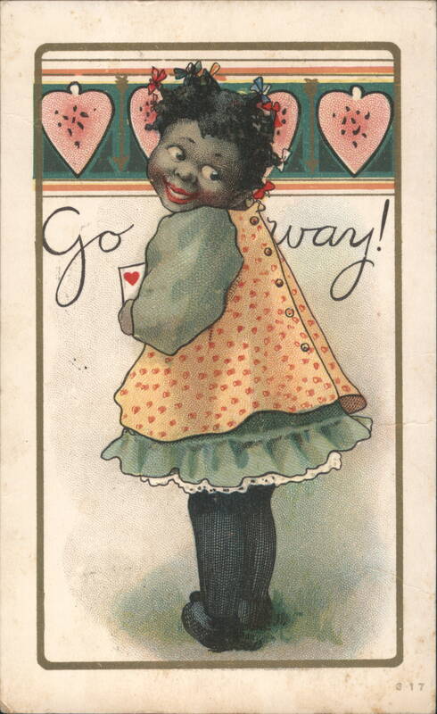 Black Americana Valentine Girl Watermelon Hearts Go 'way!