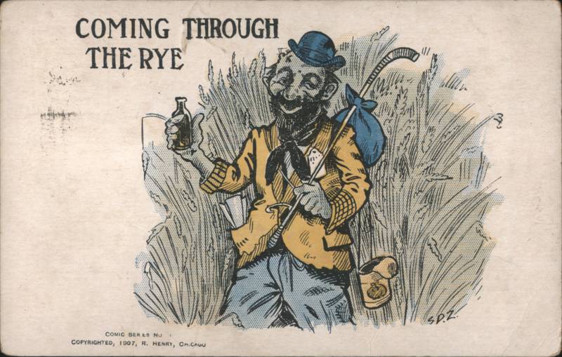 Coming Through The Rye Comic Black Hobo Holding Bottle