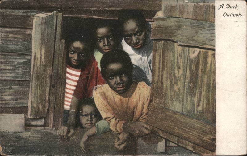A Dark Outlook African American Children at Window