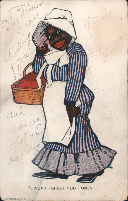 Woman in Striped Dress & Bonnet I Won't Forget You Honey