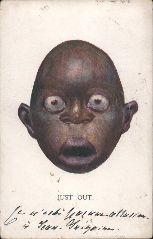 Caricature of Black Head with Wide Eyes, Just Out Black Americana