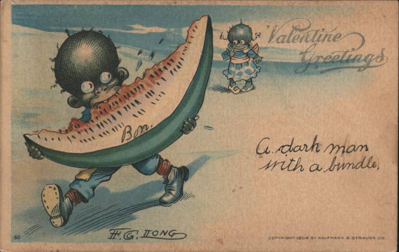 Valentine Greetings Boy with Giant Watermelon H.G. Tong