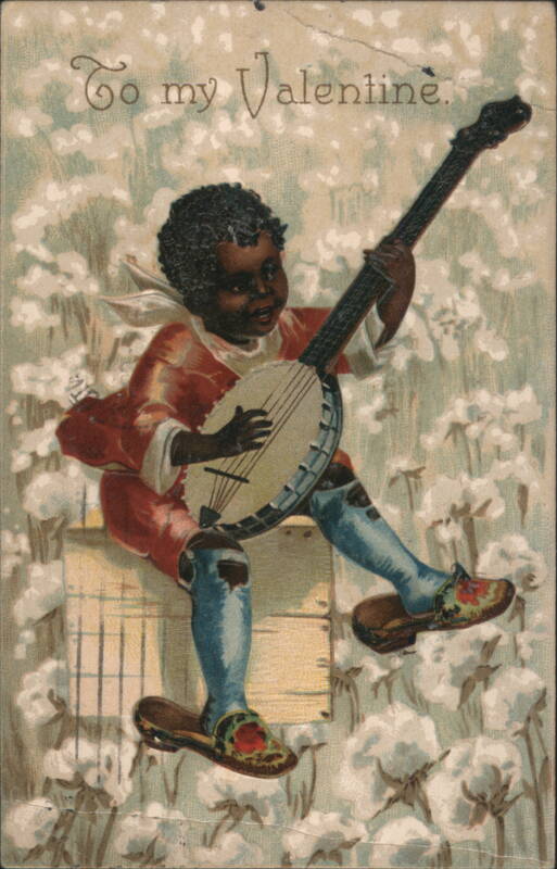 Black Boy Playing Banjo in Cotton Field To My Valentine