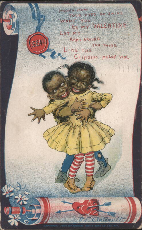 R.F. Outcault Valentine Embracing Black Children 1904