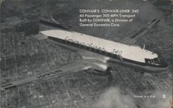 Convair-Liner 340 Airplane 44-Passenger Transport N3401 Arcade Card