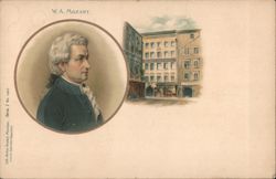 W. A. Mozart Portrait & Geburtshaus Birthplace Postcard