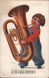 Musical Kids: Boy Playing Bass Horn, Ullman Series 95 Postcard