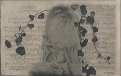 Frédéric Chopin Marche Funèbre Monument & Sheet Music Postcard