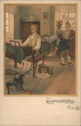 Mozart Composing Figaro Gartenarie Pauli Ebner Art Postcard
