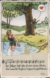 Soldaten-Humor German Soldier & Bather by Olaf Iversen Postcard
