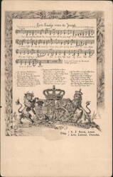 Queen Wilhelmina 1901 Wedding Song Sheet Music & Crest Postcard