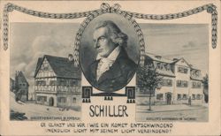 Friedrich Schiller Portrait, Birthplace & Weimar Home Postcard