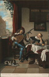 The Guitar Player by H. M. Sorgh Painting Postcard