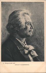 Ignacy Paderewski Portrait by L. Stroynowski Postcard