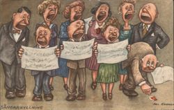Sångarhyllning Comic Singing Choir by Jac. Edgren Postcard